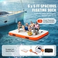 thumbnail image 3 of KFFKFF 6x5ft Inflatable Floating Dock Platform Pad with Ladder, 3 of 9