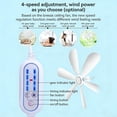 thumbnail image 5 of USB Mini Ceiling Fan with Remote Control, 4-Speed Portable Hanging Fan with Timer, 6 Detachable Blades Small Tent Fan for Camping, RV, Gazebo, Dorm & Bed, White, 5 of 6