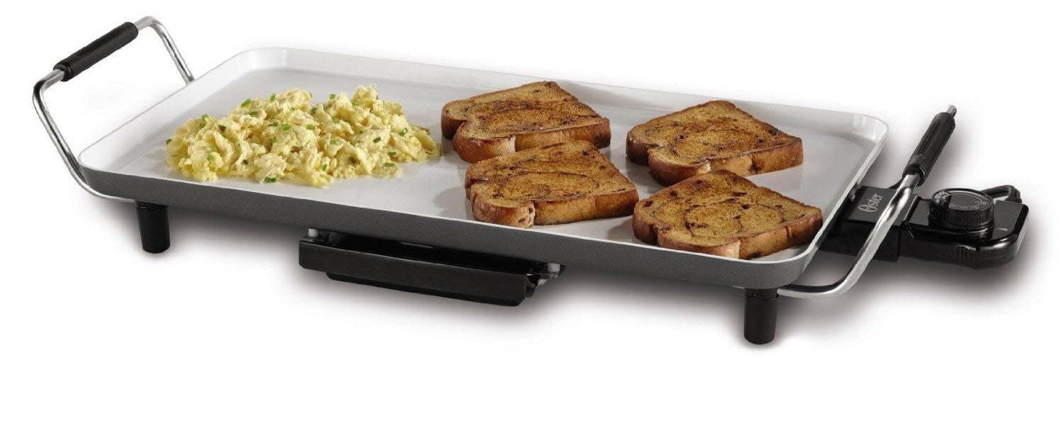 Oster DuraCeramic Griddle with Drip Tray, Black/ Créme CKSTGR18WCECO
