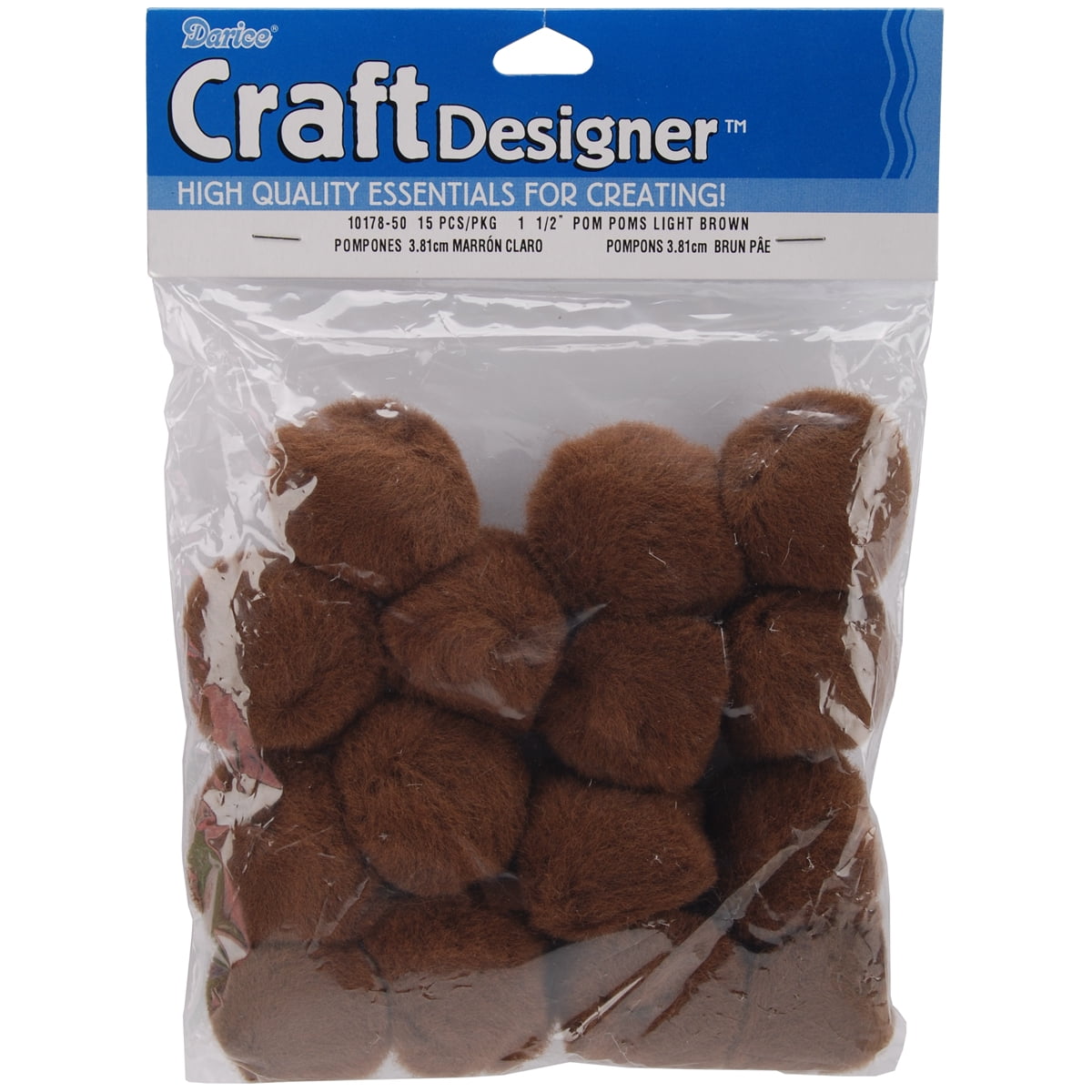 PomPoms 1.5" 15/PkgBrown