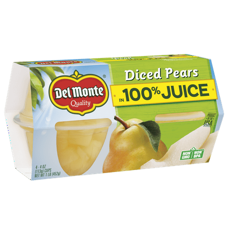 UPC 024000393443 product image for (4 cups) Del Monte Fruit Cup Snacks Diced Pears in 100% Juice 4 oz fruit cups | upcitemdb.com
