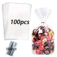 thumbnail image 1 of Dsseng 100-Pack Clear Plastic Gift Bags - Multipurpose Poly Packaging Bags for Candies  Chocolates  Treats - Water-resistant with Tie Closure - One-Time Use - Perfect for Parties  Wedding, 1 of 7