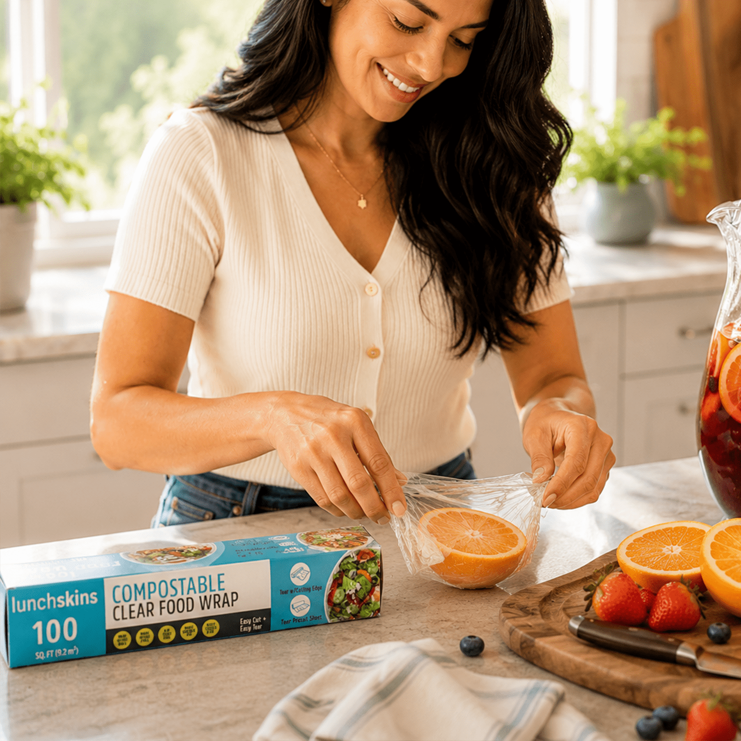 Lunchskins Compostable Clear Cling Food Wrap, 100 sq ft