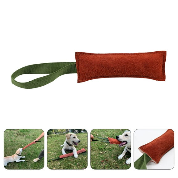 LEORX 3Pack Dog Training Bite Stick Brown Cattlehide Leather Interactive Outdoor Dog Toy 11.8x2.4in