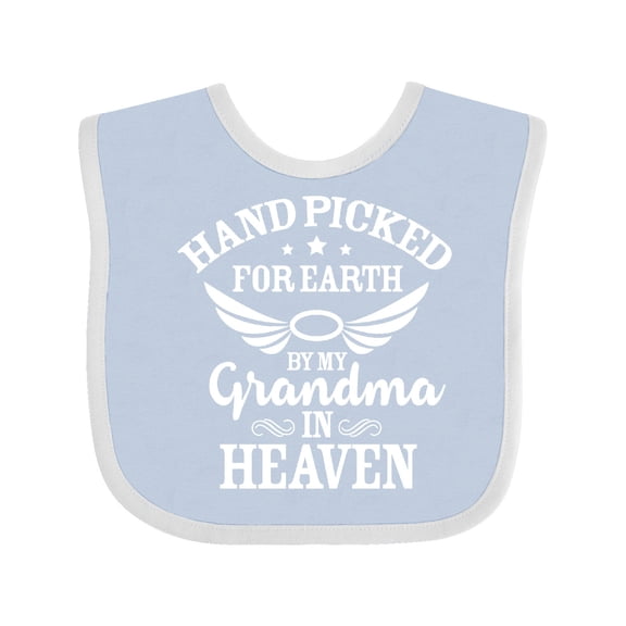Inktastic Handpicked for Earth by My Grandma in Heaven Angel Wings Boys or Girls Baby Bib