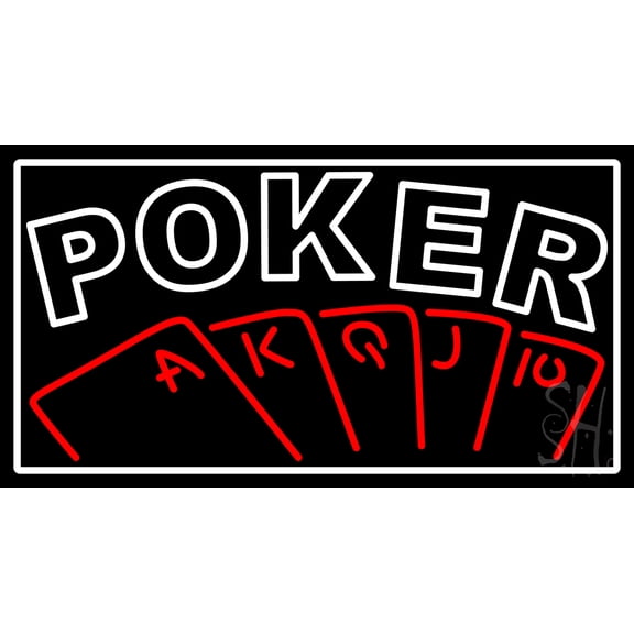 Double Storke Poker 1 LED Neon Sign 13 x 24 - inches, Black Square Cut Acrylic Backing, with Dimmer - Bright and Premium built indoor LED Neon Sign for wall décor, arcarde, and storefront.
