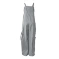 thumbnail image 4 of GZWYHT Rompers for Women Overalls for Women Overalls For Women Casual Solid Color Sleeveless Suspender Jumpsuits V Neck Loose Trendy Rompers Lounge Sets for Women Casual Jumpsuits for Women Grey M, 4 of 6