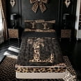 thumbnail image 2 of meiyoeat Brown Ribbon Initial L Zipper Twin Comforter Sets with Fitted Sheet and 2 Pillowcases for Girls, Leopard Print Polka Dots Zipper Bedding Set, Black Reversible, 4 Pieces, 2 of 6