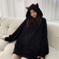 thumbnail image 4 of ZHaobin Women Hoodie Cozy Cat Ear Hoodie Stylish Women's Autumn Winter Pullover with Elastic Cuffs Mid-length Warmth Cartoon Cat Ear (black,L), 4 of 7