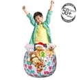 thumbnail image 3 of Valentines Storage Toy Bag Chair, Poly Art Style Heart on Parallel Symmetric Background Stripes, Stuffed Animal Organizer Washable Bag, Large Size, Magenta Turquoise and White, by Ambesonne, 3 of 3