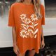 thumbnail image 5 of Faldas Cortas para Mujeres, Impresión de Flores Casual Oversized Camiseta de Manga Corta Top Hecho de 95% Poliéster 5% Spandex para Primavera Verano, Falda Corta de Verano, 5 of 7