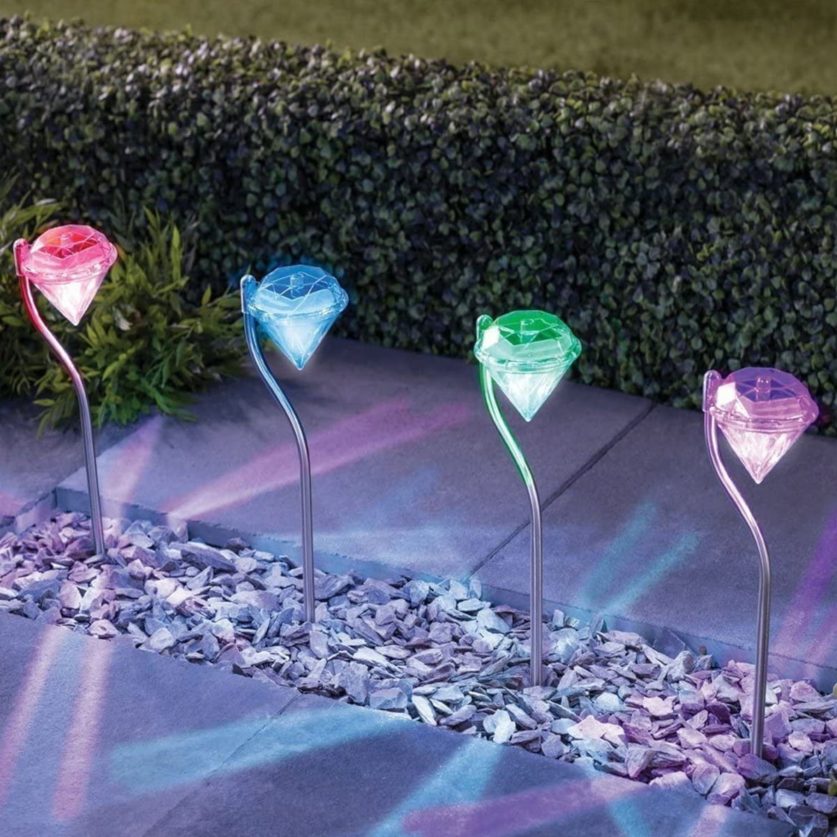 4 Pack Solar Garden Lights, Color Changing LED Solar Light Stainless