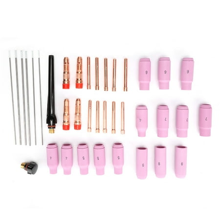

2024 37pcs TIG Parts Tungsten Electrode Alumina Nozzle Collet Body Back Cap for WP17/18/26 Torch37pcs