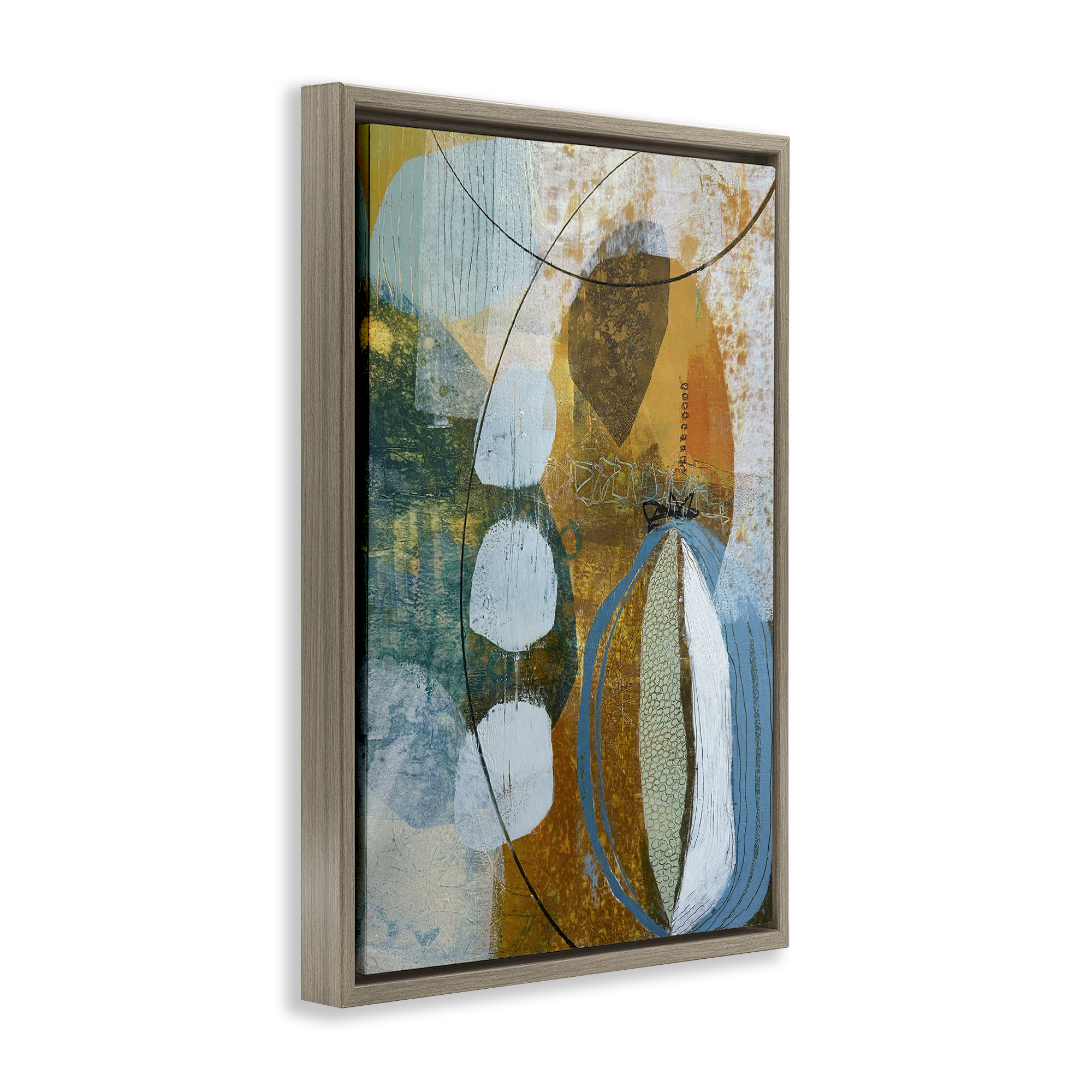 Stupell Industries Expressive Distressed Abstract Abstract Painting Brown Floater Framed Canvas Art Print Wall Art, 17 x 25