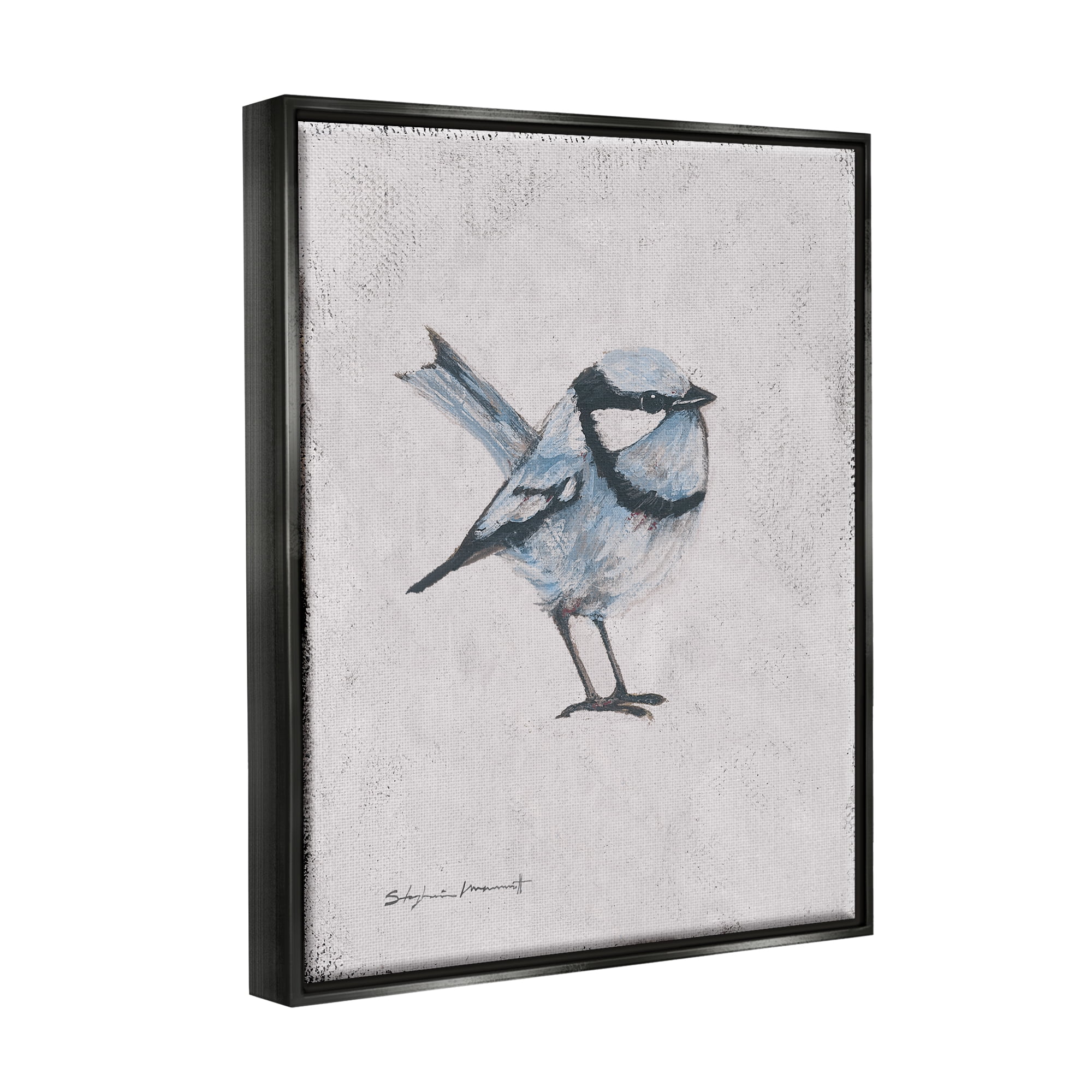 Stupell Wren Bird Animal Painting Animals & Insects Painting Black Floater Framed Art Print Wall Art
