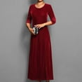 thumbnail image 4 of Meichang Womens Velvet Maxi Dress Long Sleeve Crew Neck Long Mother of The Bride Dresses Wedding Guest Dresses Cocktail Evening Ball Gown Formal Dress, 4 of 5