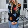 thumbnail image 5 of DailyTrove Women's Colorful Floral Sweater, Long Sleeve, Casual Festival & Street Wear, Soft Cotton Blend, Plus Size Friendly, 5 of 6