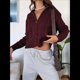 thumbnail image 5 of Cárdigan de Punto con Cuello Alto y Larga para Mujer, Moderno y Elegante, con Cremallera Frontal, Abrigo Extragrande para Otoño Vino Tinto L, 5 of 7