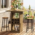 thumbnail image 6 of Finmind 31.5-Inch Square Bar Table, 4-Tier Wood Counter Height Home Bar Unit with Glass Holders, 6 of 6