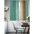 thumbnail image 4 of Teal Brown Wooden Sheer Curtains 72 Inch Length 2 Panels Set, Farmhouse Vertical Striped Art Voile Window Treatment Rod Pocket Curtains Sheers Drapes for Bedroom/Living Room/Kitchen 52"x72"x2, 4 of 7