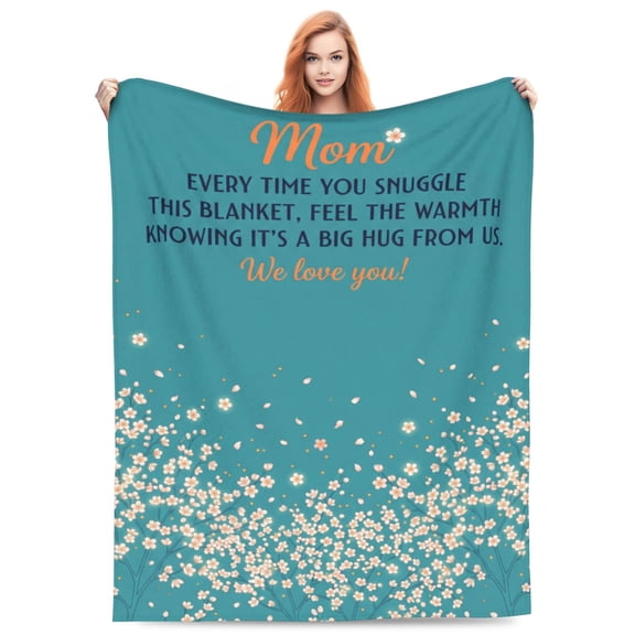 Mom Blanket, Love Gift for Mom from Daughter Son, Birthday Christmas Present, Cozy Flannel Blanket for Mother’s Day 50x40