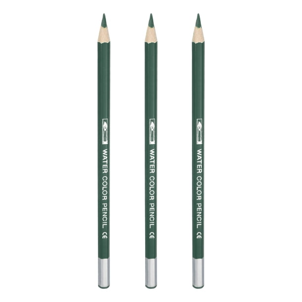 Uxcll Lápices de Acuarela, Set de Lápices de Color Verde Oscuro para Esbozo, Coloreado y Dibujo, Suministros de Dibujo para Artistas en Bulk, 3 Pcs
