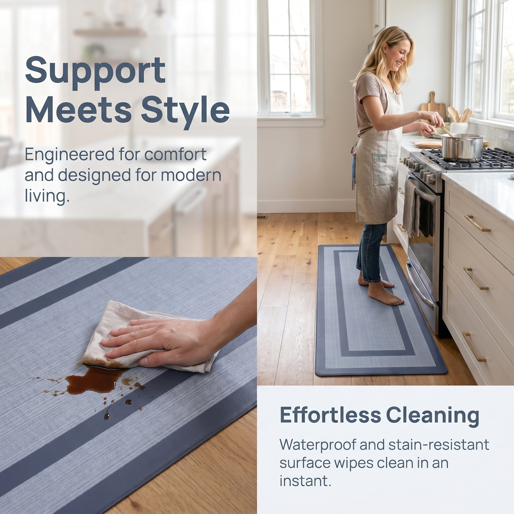 Unique Bargains Geometric Anti Waterproof Oil Resistant Non Slip Floor Rug Grey 47" x 18"