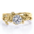 thumbnail image 1 of JeenMata Juego de Anillos de Boda de Diamantes Reales Redondos de Medio Quilate Juego de Anillos de Boda con Diamantes en Forma de Hoja y Enredadera: Oro Amarillo de 10 K, 1 of 6