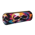 thumbnail image 1 of Disketp Colorful Skull Estuche Organizador de Lápices de Cuero, Estuche de Oficina con Cremallera para Bolígrafo y Lápiz, 1 of 6