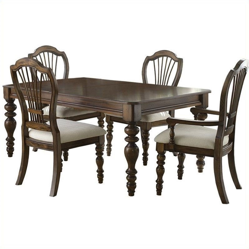 Hillsdale Pine Island 5 PC Dining Set with Wheat Back Side Chairs