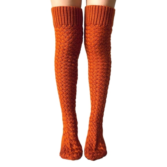 SDFGTstore Women Autumn Thigh High Stockings Over Knee Chunky Braided Cable Knit Boot Socks