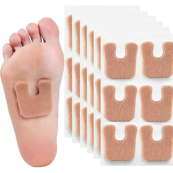 Horseshoe Pads for Feet 60 Pieces, Callus Cushions Moleskin for Feet Metatarsal Pads 3 in 1, Felt Foot Pads Callus Pads for Bottom Side of Foot and Heel, Ball of Foot Cushion Pain Relief
