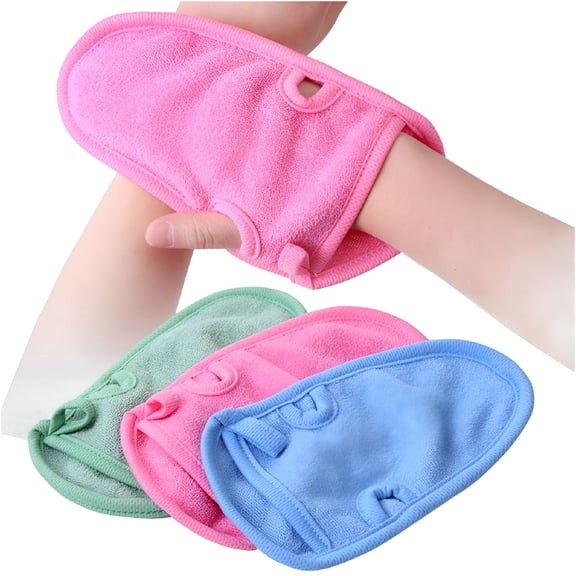 RAGUPEL 3PCS Bathing Mittens Shower Soft Skin Care Face Body Wash Massage Spa Mitt for Adult and Kids