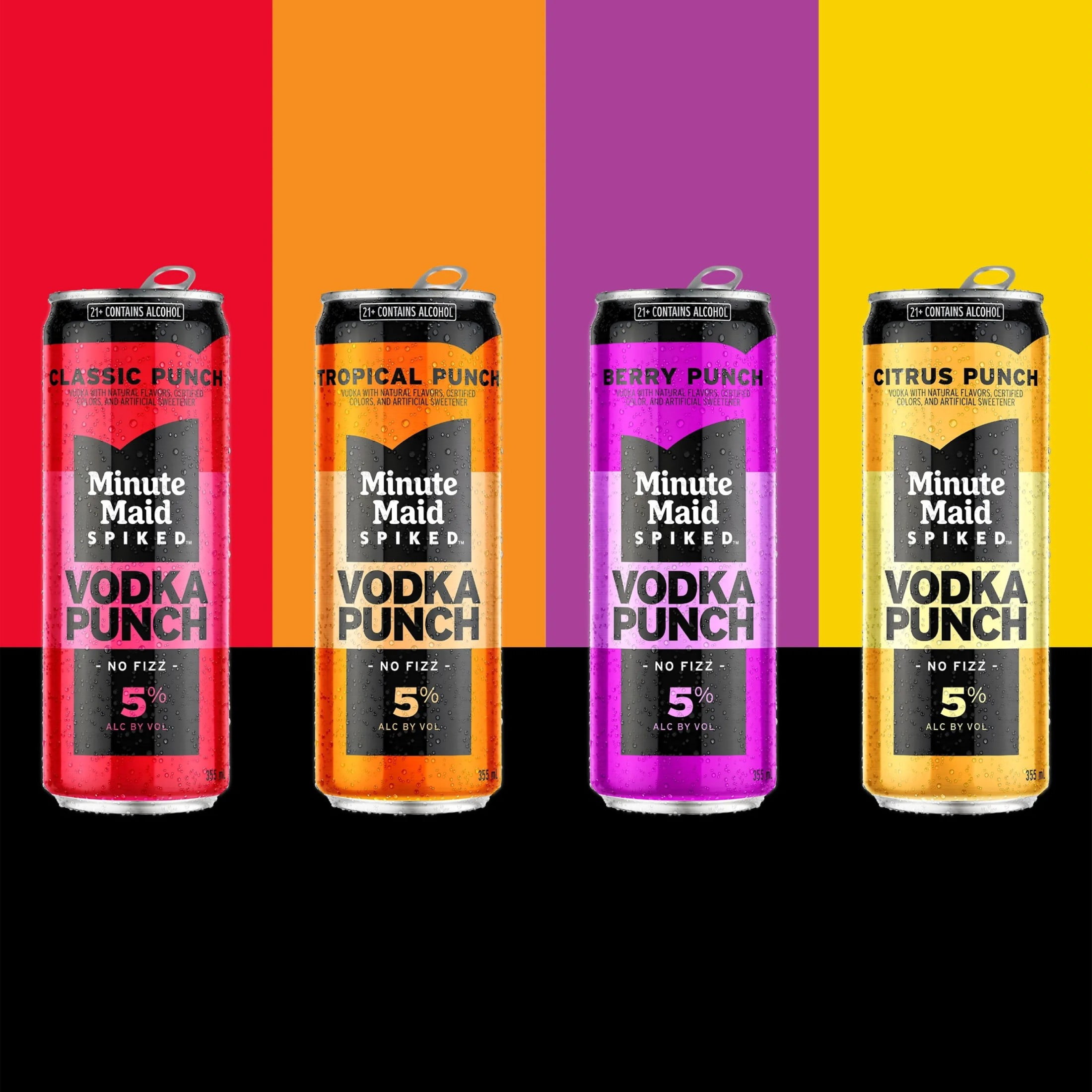Minute Maid Spiked Vodka Punch Variety Pack Classic, Berry, Citrus and Tropical RTD, 8x12 fl oz, 10 Proof (5% ABV)
