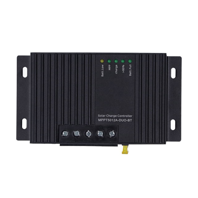 MPPT Solar Charger Controller, Intelligent Display, Dual Battery Charging 12V Controller, Aluminum Alloy Housing, for RV, Cars
