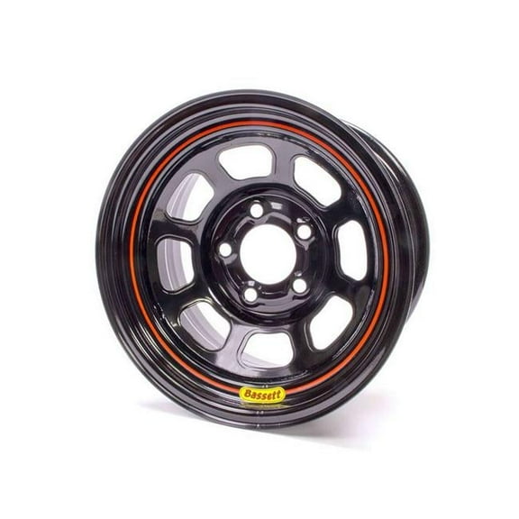 Bassett 58SC4 15 x 8 in. D-Hole Lightweight Spun with 5 x 4.75 in. Bolt Pattern, Black -4 in. Backspace