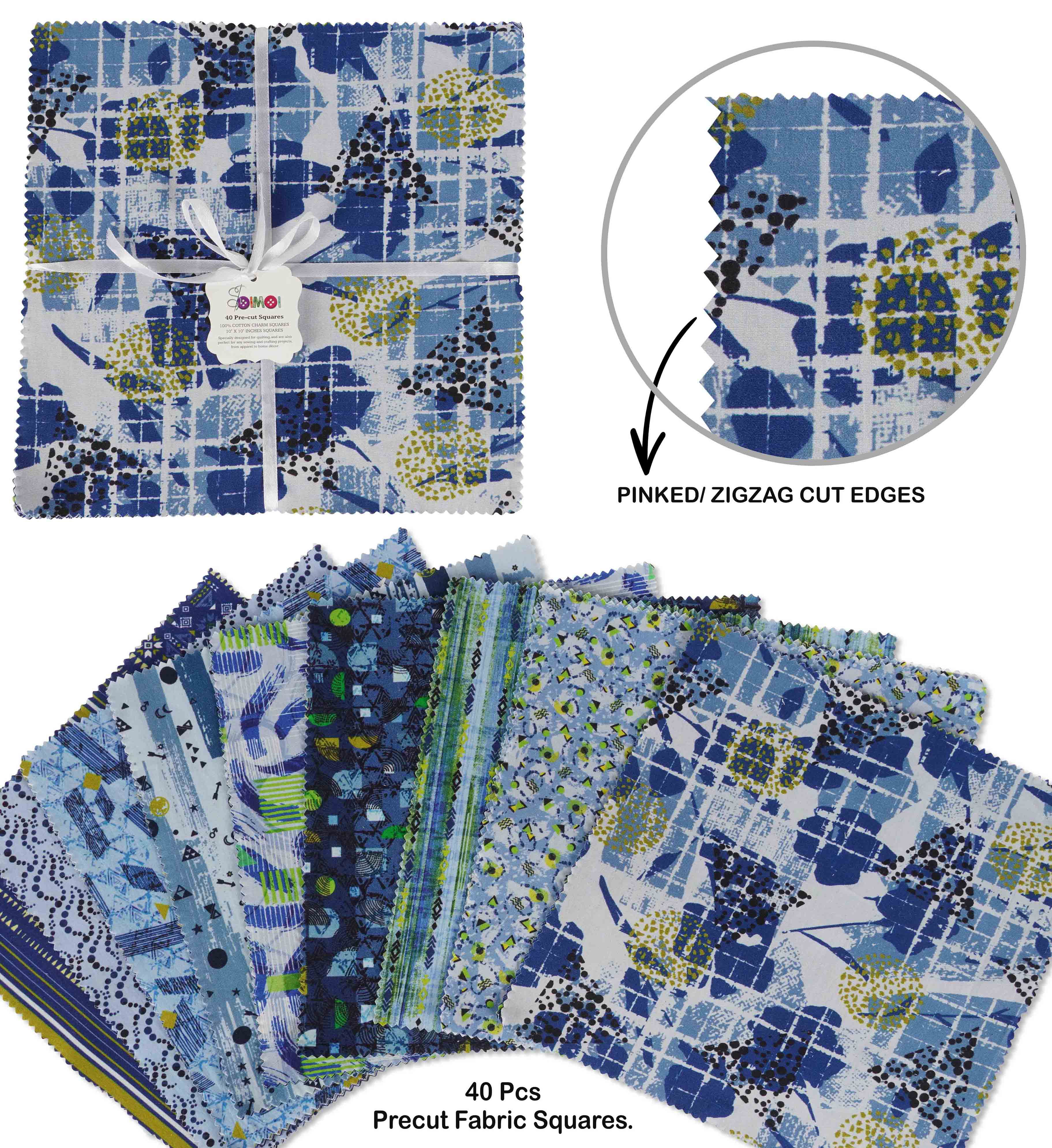Soimoi Precut 10-inch Asian Theme Prints Cotton Fabric Bundle