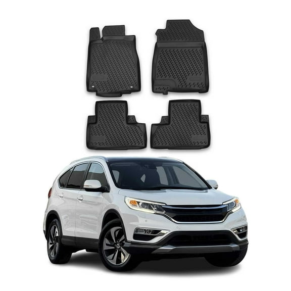 OMAC Floor Mats Liner for Honda CR-V 2012-2016 Black TPE All-Weather 4 Pcs