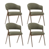 AFO Modern Upholstered Dining Chairs Set of 4, Kitchen Arm Chairs with Curved Backrest and Metal Legs, Wide Seat for Dining Room, Green