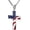 1 Silver, variant on American Flag Patriotic Cross Religious Jewelry Pendant Necklace