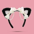 thumbnail image 3 of Eoperou Women Headband Cat Ears Lolita Bow-knot Plush Artificial Pearl Cosplay Dress Up Anime Kawaii Lady Hair Band Hair Accessories, 3 of 8