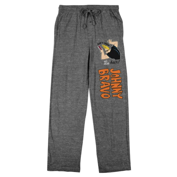 Johnny Bravo Don't Touch The Hair Men's Graphite Heather Sleep Pajama Pants-XL