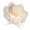 thumbnail image 3 of Sombreros de paja para mujer, gorra con visera ancha, sombrero para el sol para viajes, viajes, bodas de verano, 3 of 9