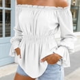thumbnail image 2 of GEWSEY Womens Tops Off The Shoulder Blouses for Women Dressy Casual Cute Puff Sleeve T Shirts Fashion 2026 (White, XL), 2 of 9