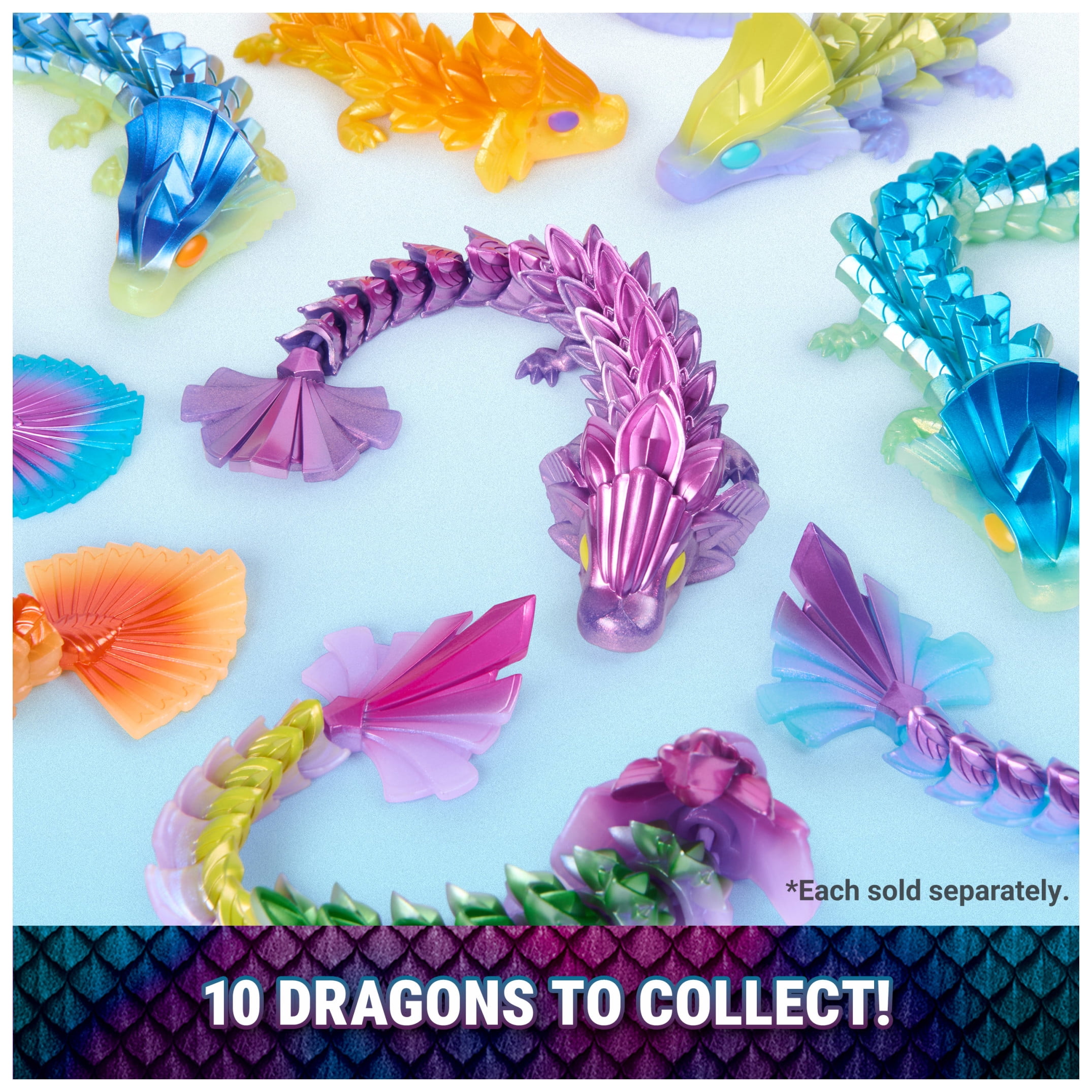 CrystaLynx Dragons, 9-inch Collectible Articulated Dragon Figure (Styles May Vary)