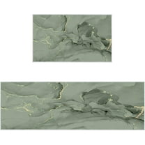 Kitchen Runner Rug, Marble Sage Green Abstract Non Slip Runner Carpet Door Mats Floor Mat for Laundry Bedside Bathroom Bedroom Set of 2