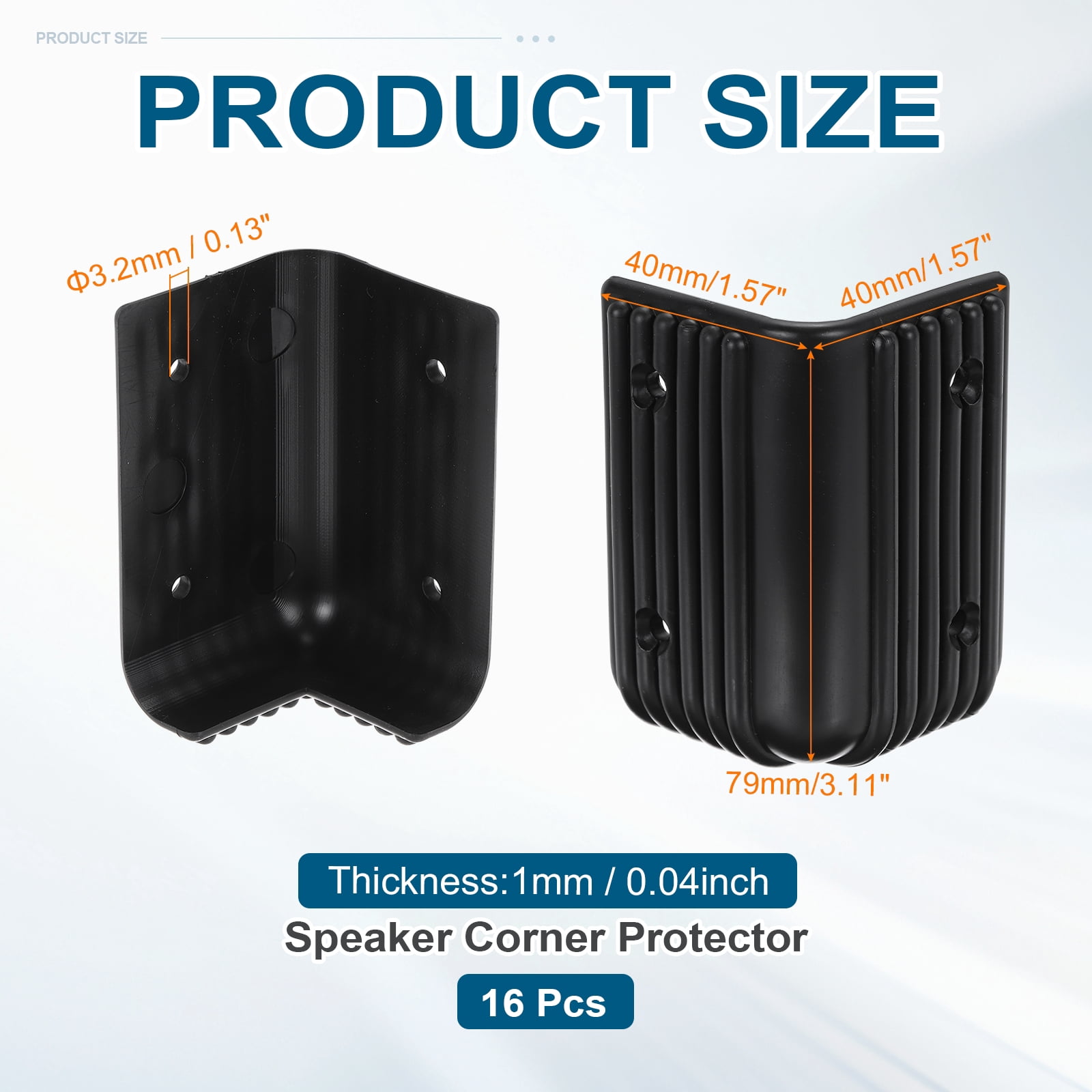 16 Pcs Speaker Cabinet Corners Protector 40x40x79mm Plastic Stackable Guard Wrap Angle Case Edge Box Protection