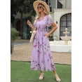 thumbnail image 4 of Vestido largo ANRABESS de verano con cuello en V y estampado floral de chifón para mujer, 4 of 6