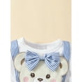 thumbnail image 5 of Baby Girls Summer Romper Dress Short Sleeve Crewneck Bear Embroidery Romper with Headband, 5 of 9