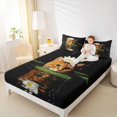 thumbnail image 3 of Manfei Countryside Cat Bed Sheets, Summer Lotus Leaf Full Size Sheets, Black Orange, 4pcs, 1 Flat Sheet, 1 Fitted Sheet and 2 Pillowcases, 3 of 6